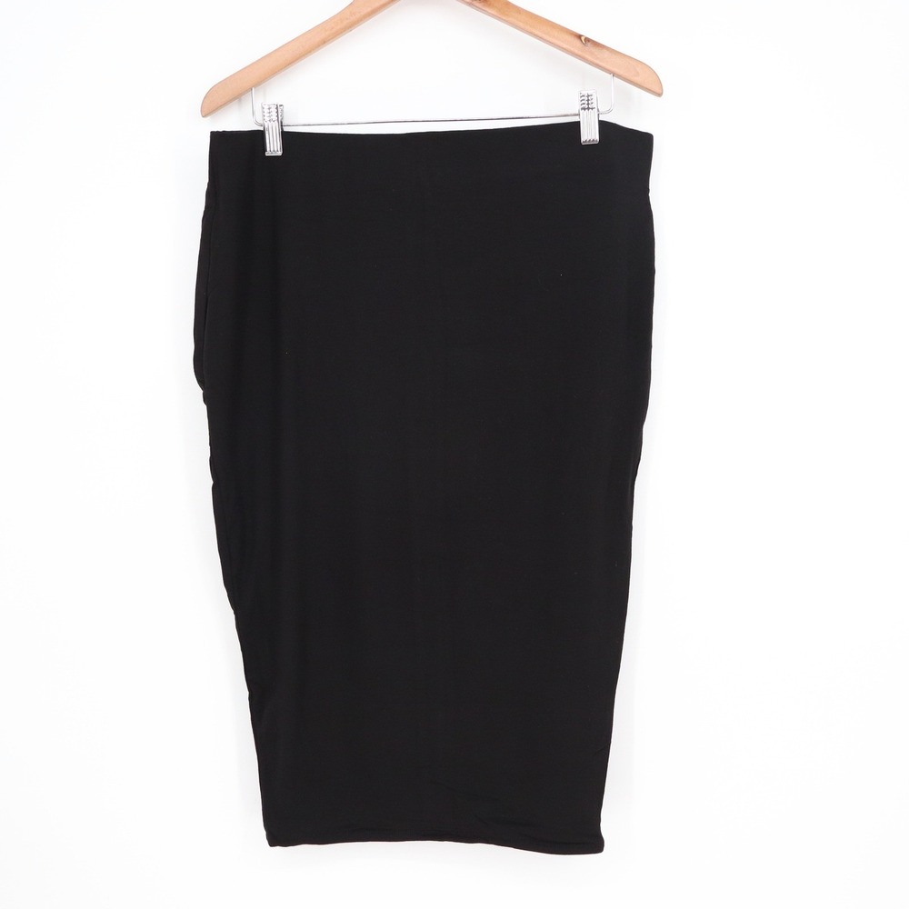 Naked Wardrobe Black Midi Pencil Skirt Plus Size 2X Viscose Stretch - Picture 2 of 8